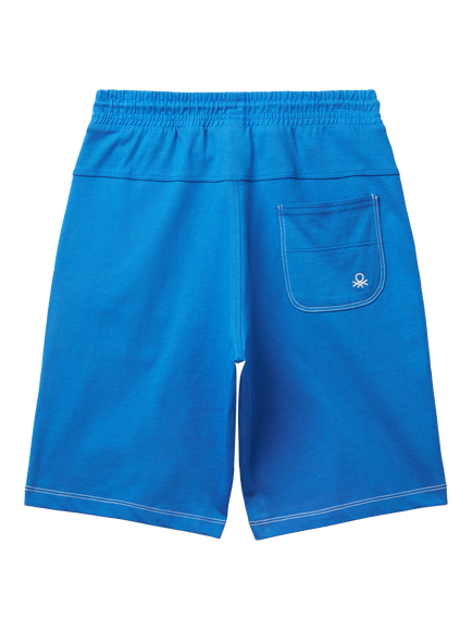 Benetton Kids' Jersey Bermuda Shorts, Blue - view 2, Blue