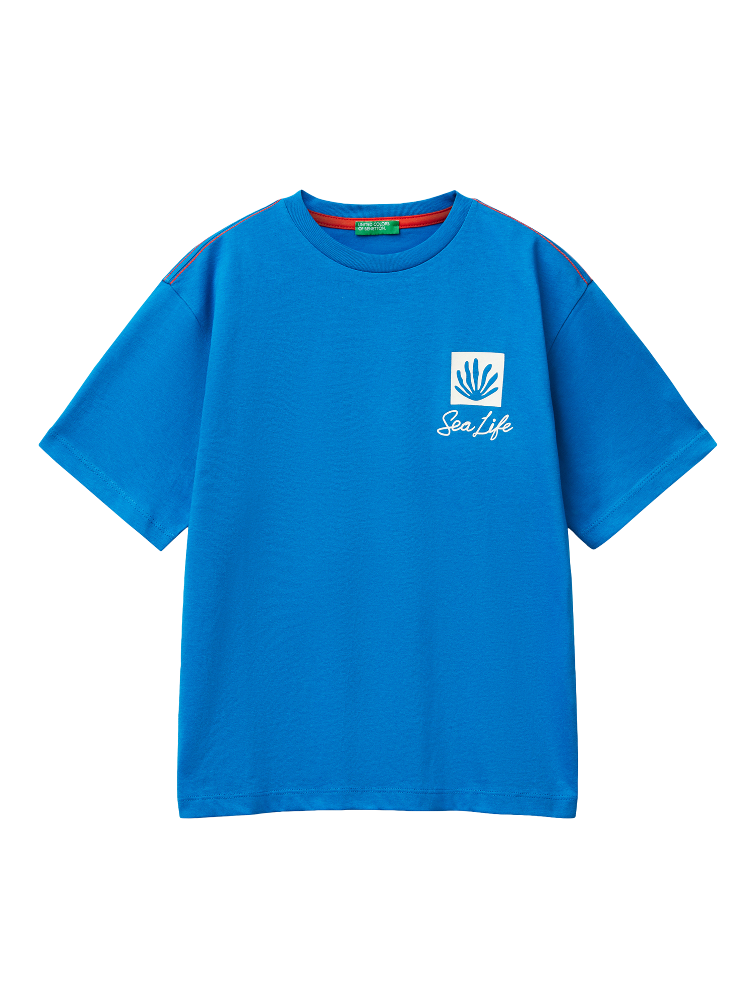 Product image 1 of 3, which shows Benetton Kids' Jersey T-Shirt, Blue, 8-9 years