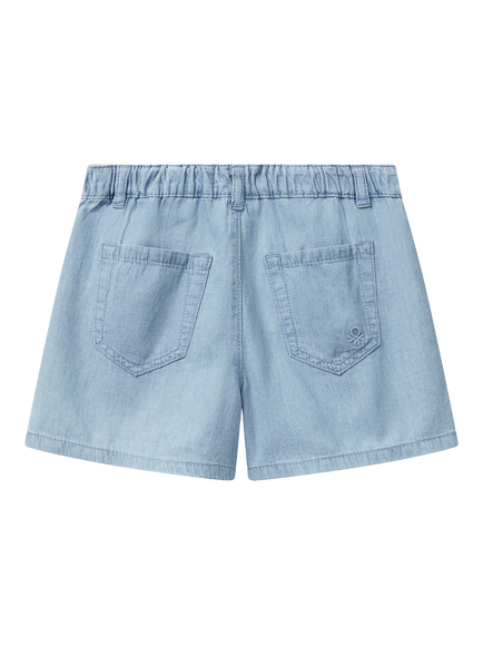 Benetton Kids' Denim Shorts, Light Blue Denim - view 2, Light Blue Denim