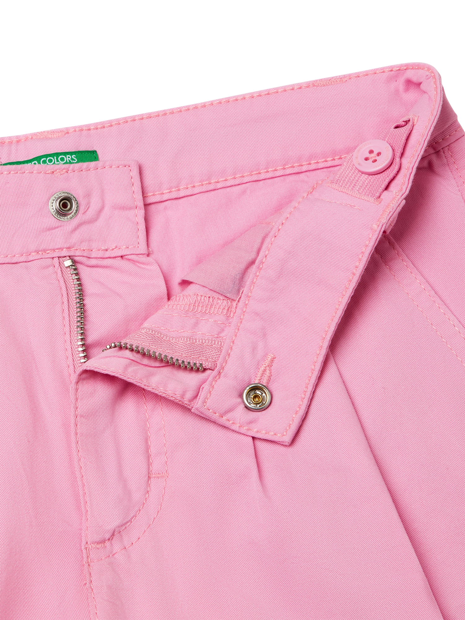 Product image 3 of 3, which shows Benetton Kids' Cotton Twill Shorts, Pink, 6-7 years