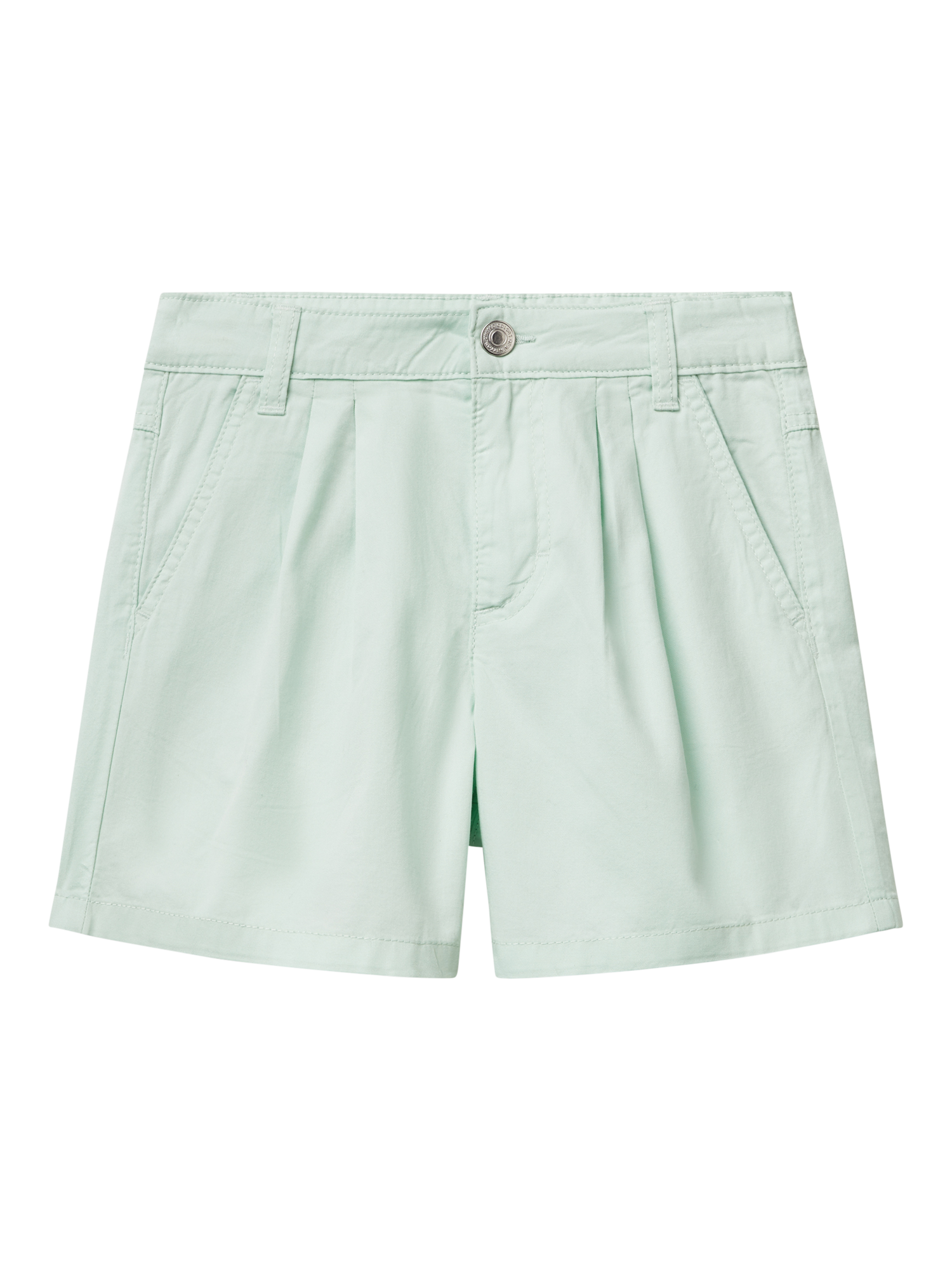 Product image 1 of 3, which shows Benetton Kids' Cotton Twill Shorts, Teal Green, 6-7 years