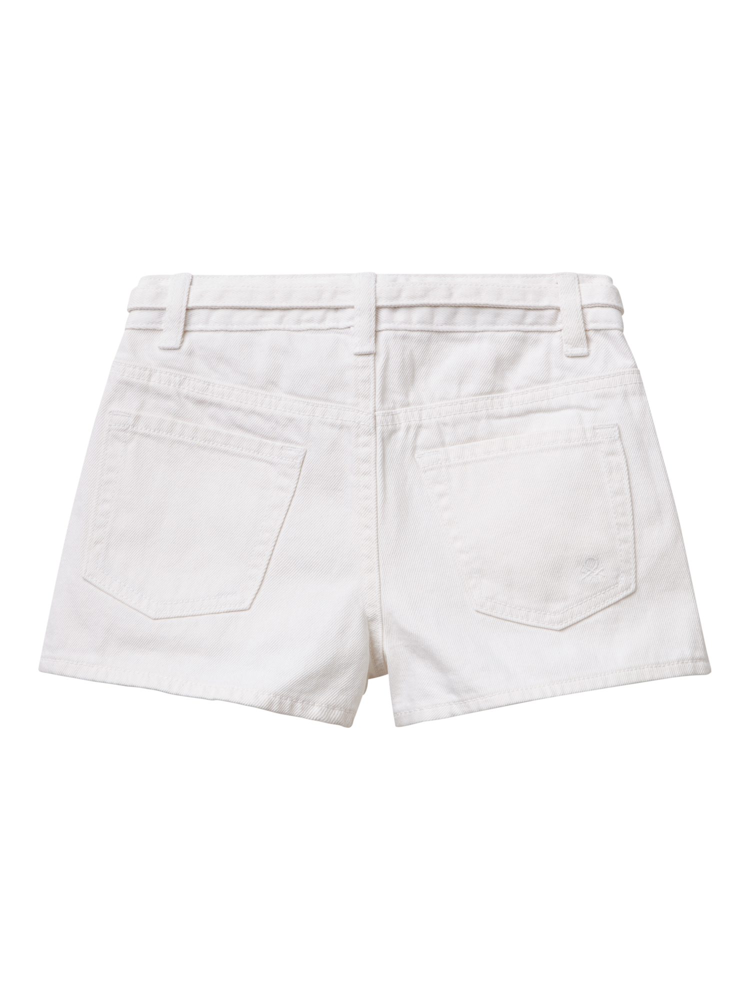 Product image 2 of 3, which shows Benetton Kids' Narrow Belt Shorts, Optical White, 6-7 years
