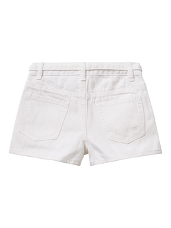 Benetton Kids' Narrow Belt Shorts, Optical White - view 2, Optical White