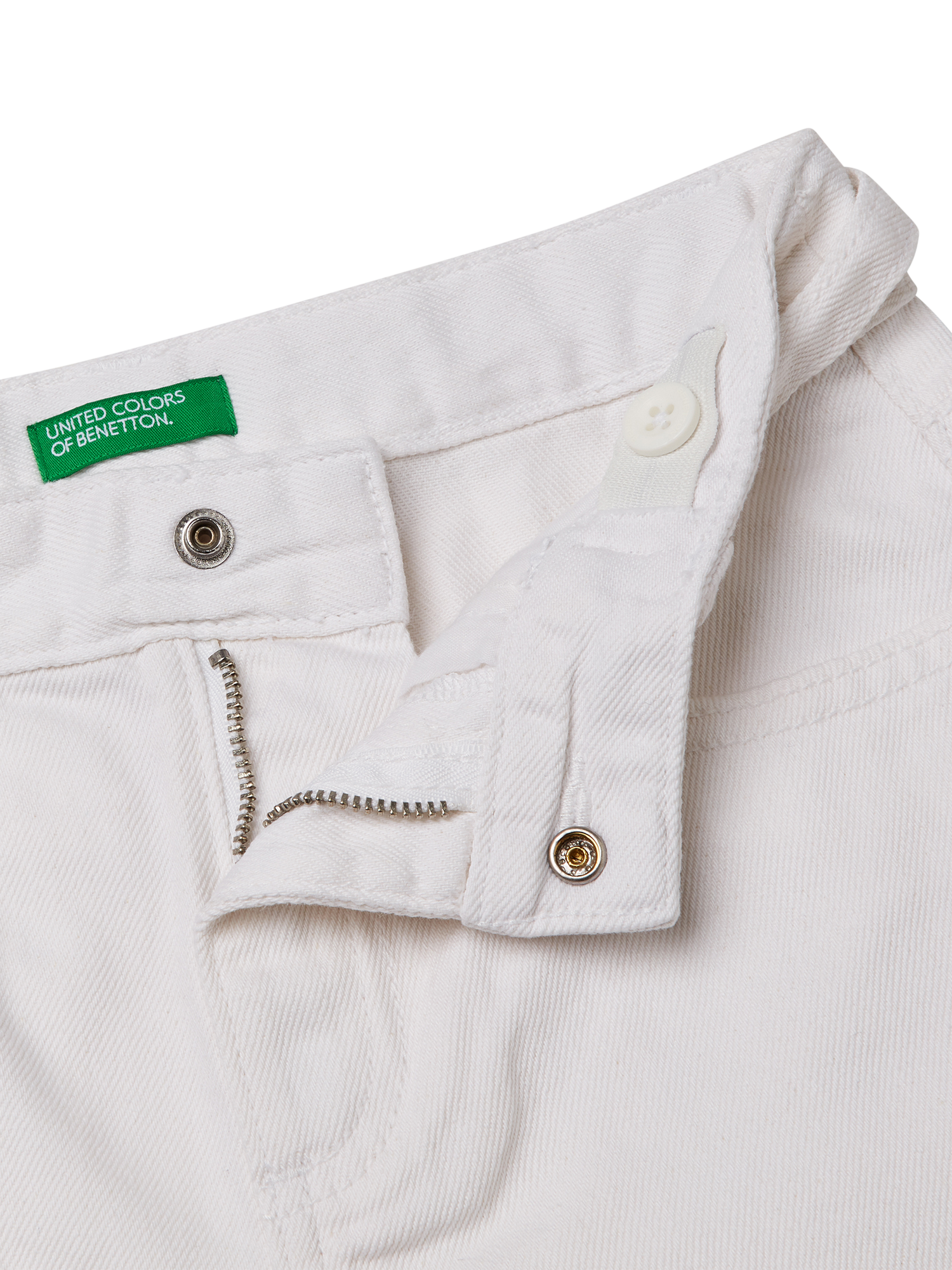 Product image 3 of 3, which shows Benetton Kids' Narrow Belt Shorts, Optical White, 6-7 years