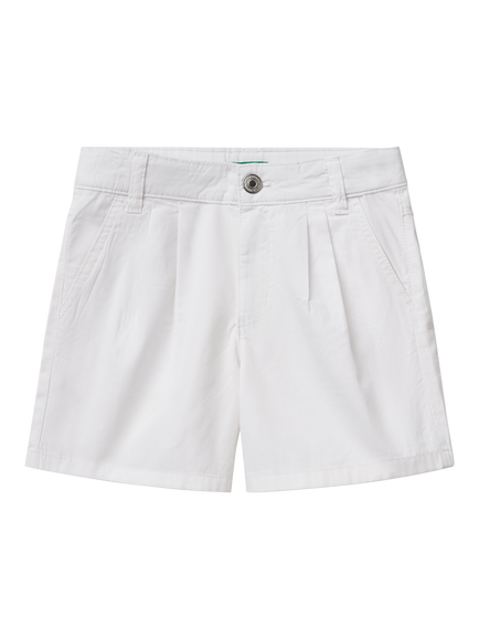 Benetton Kids' Cotton Twill Shorts, Optical White