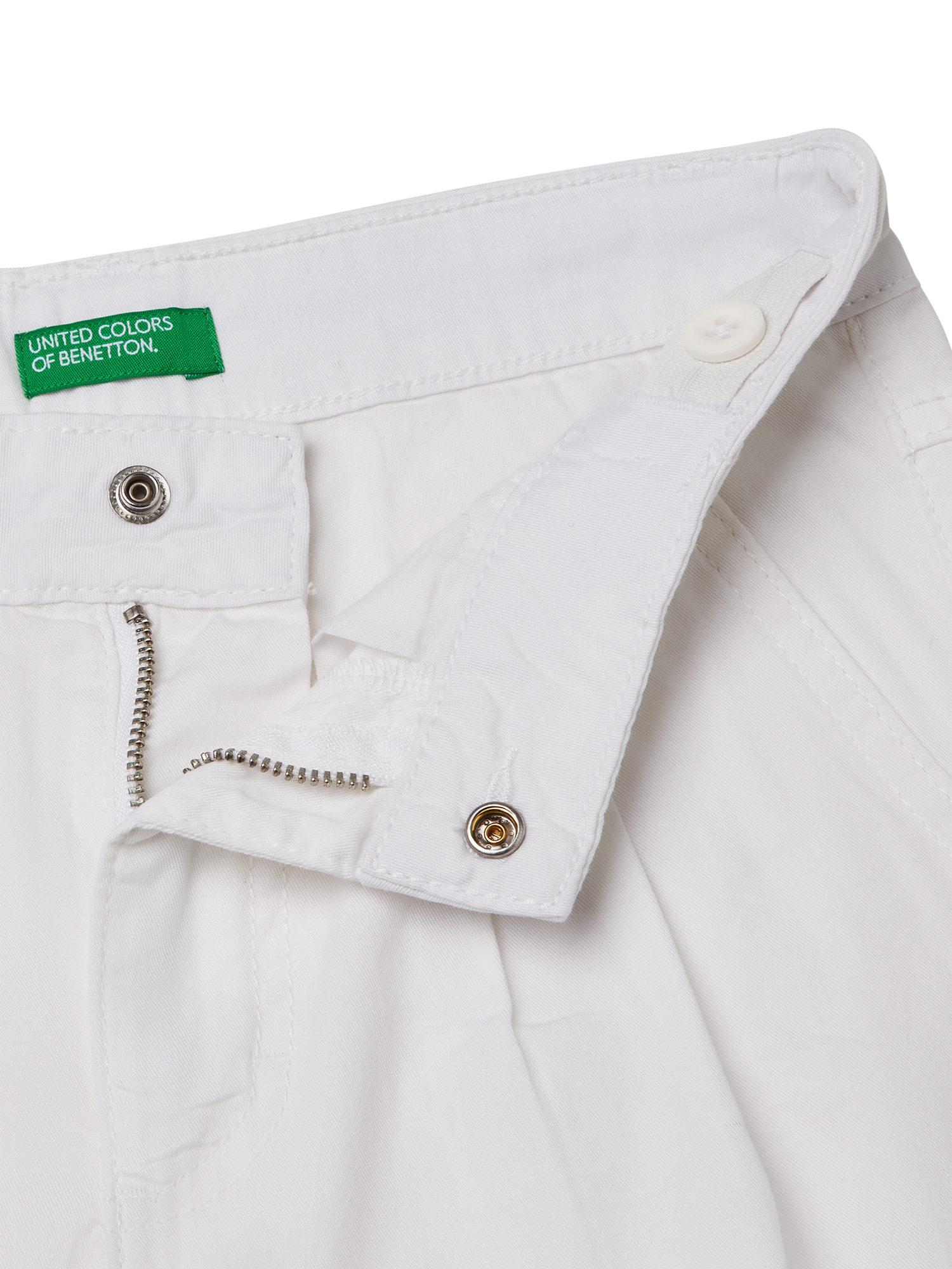 Product image 3 of 3, which shows Benetton Kids' Cotton Twill Shorts, Optical White, 6-7 years