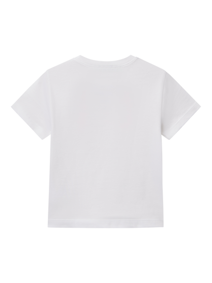 Benetton Printed Cotton T-Shirt, Optical White - view 2, Optical White