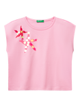 Benetton Kids' Starfish Sequin Embroidered Sleeveless T-Shirt