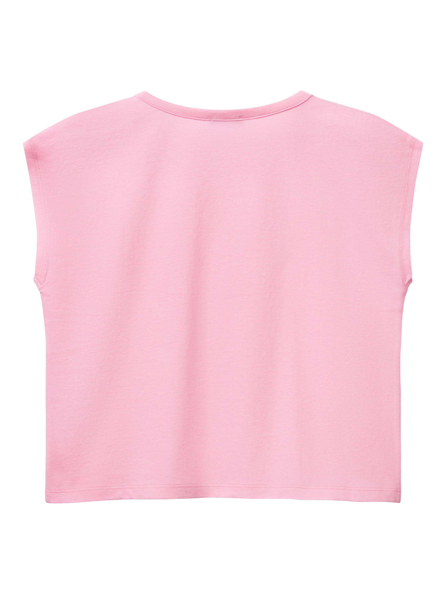 Product image 2 of 3, which shows Benetton Kids' Starfish Sequin Embroidered Sleeveless T-Shirt, Pink, 6-7 years