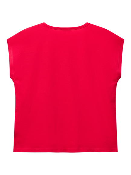 Benetton Kids' Sequin Embroidered Sleeveless T-Shirt, Fuchsia - view 2, Fuchsia