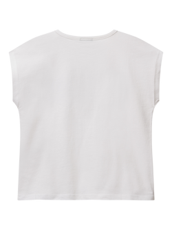 Benetton Kids' Shaded Sequin Emrboidery Sleeveless T-Shirt, Optical White - view 2, Optical White