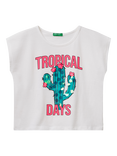 Benetton Kids' Tropical Days Sleeveless T-Shirt, Optical White