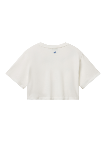Benetton Kids' Shells Boxy T-Shirt - view 2, Offwhite