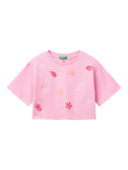 Benetton Kids' Shells Boxy T-Shirt, Pink