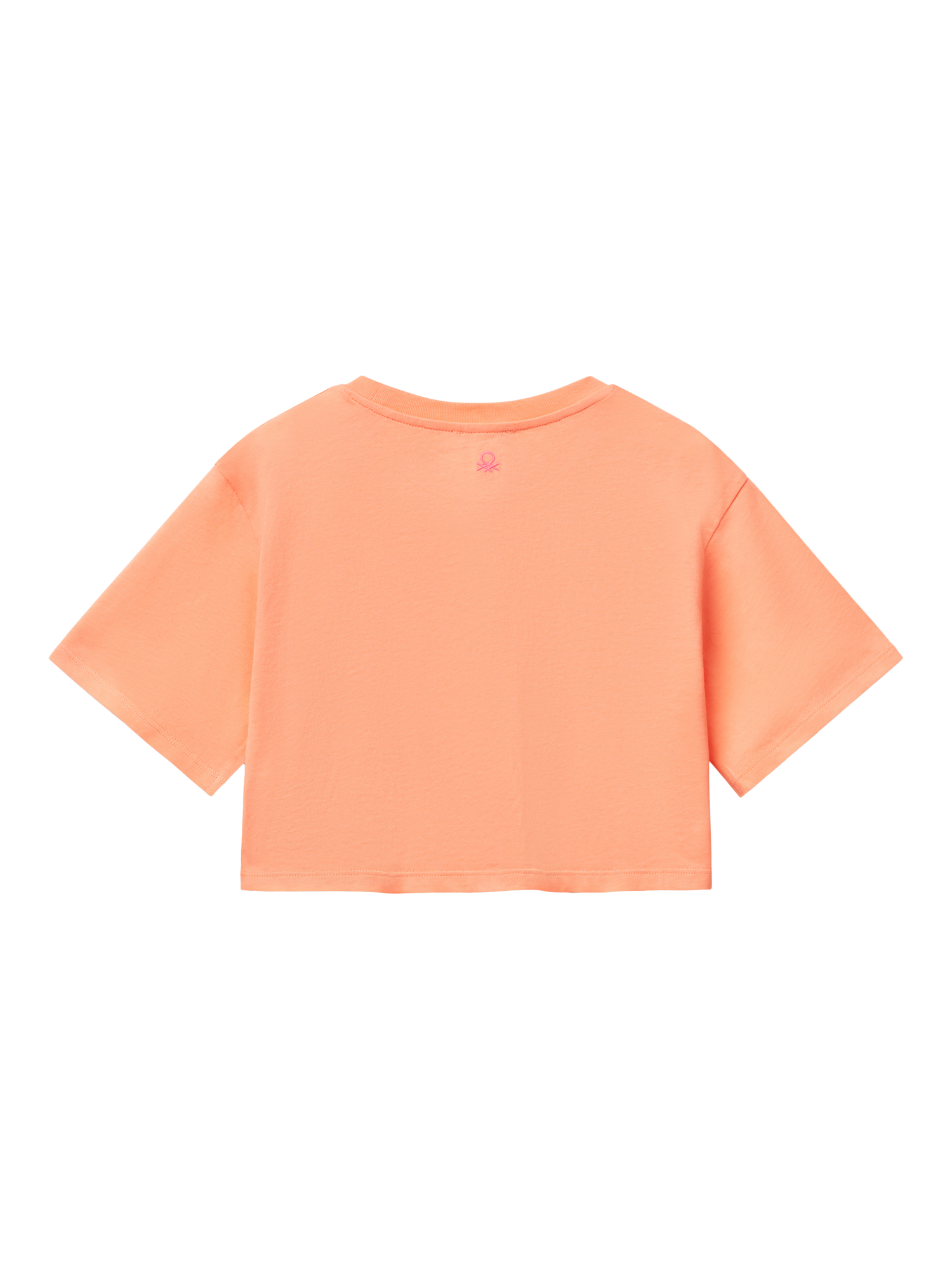 Product image 2 of 3, which shows Benetton Kids' Flower Boxy T-Shirt, Peach, 6-7 years