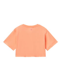 Benetton Kids' Flower Boxy T-Shirt, Peach - view 2, Peach