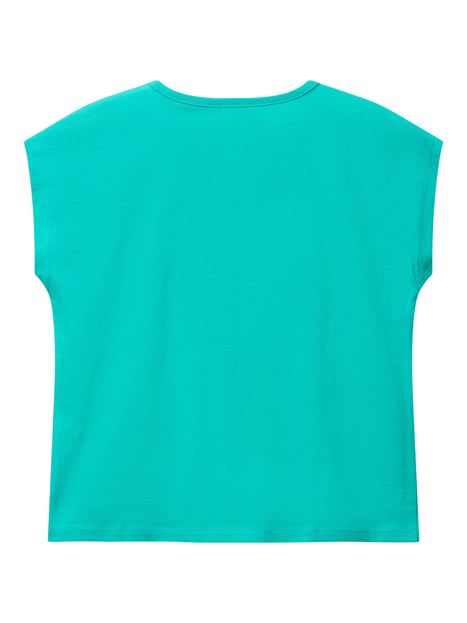 Product image 2 of 3, which shows Benetton Kids' Sequin Embroidered Sleeveless T-Shirt, Teal Green, 6-7 years
