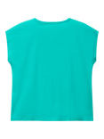 Benetton Kids' Sequin Embroidered Sleeveless T-Shirt, Teal Green
