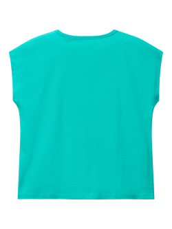 Benetton Kids' Sequin Embroidered Sleeveless T-Shirt, Teal Green - view 2, Teal Green
