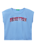 Benetton Kids' Shaded Sequin Embroidered Sleeveless T-Shirt, Periwinkle