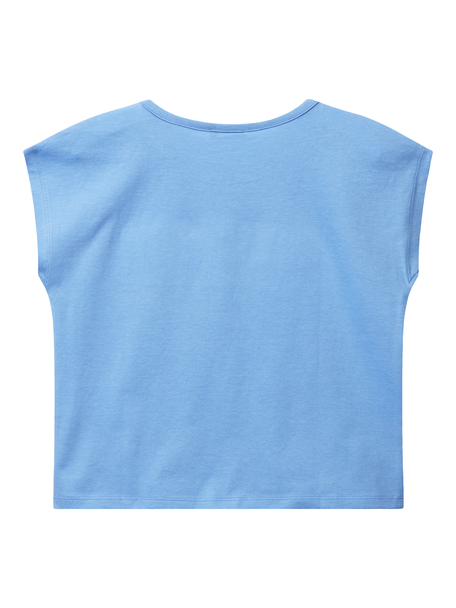 Product image 2 of 3, which shows Benetton Kids' Shaded Sequin Embroidered Sleeveless T-Shirt, Periwinkle, 6-7 years