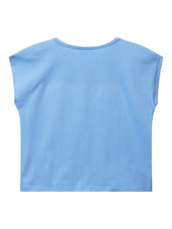 Benetton Kids' Shaded Sequin Embroidered Sleeveless T-Shirt, Periwinkle - view 2, Periwinkle