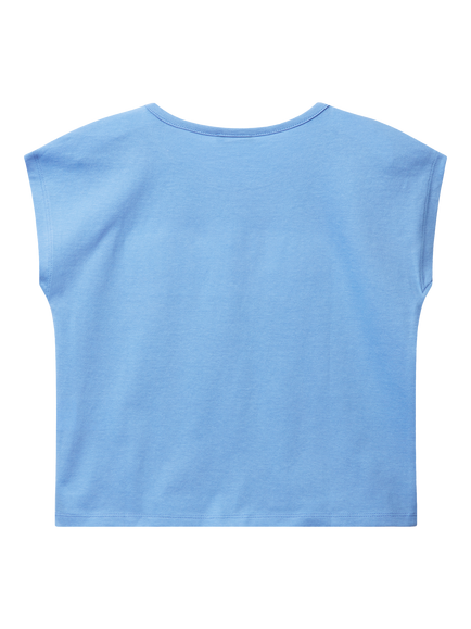 Benetton Kids' Shaded Sequin Embroidered Sleeveless T-Shirt, Periwinkle - view 2, Periwinkle