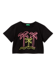 Benetton Kids' Graphic Print Boxy T-Shirt