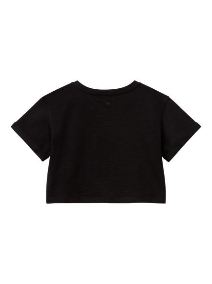 Benetton Kids' Graphic Print Boxy T-Shirt - view 2, Black