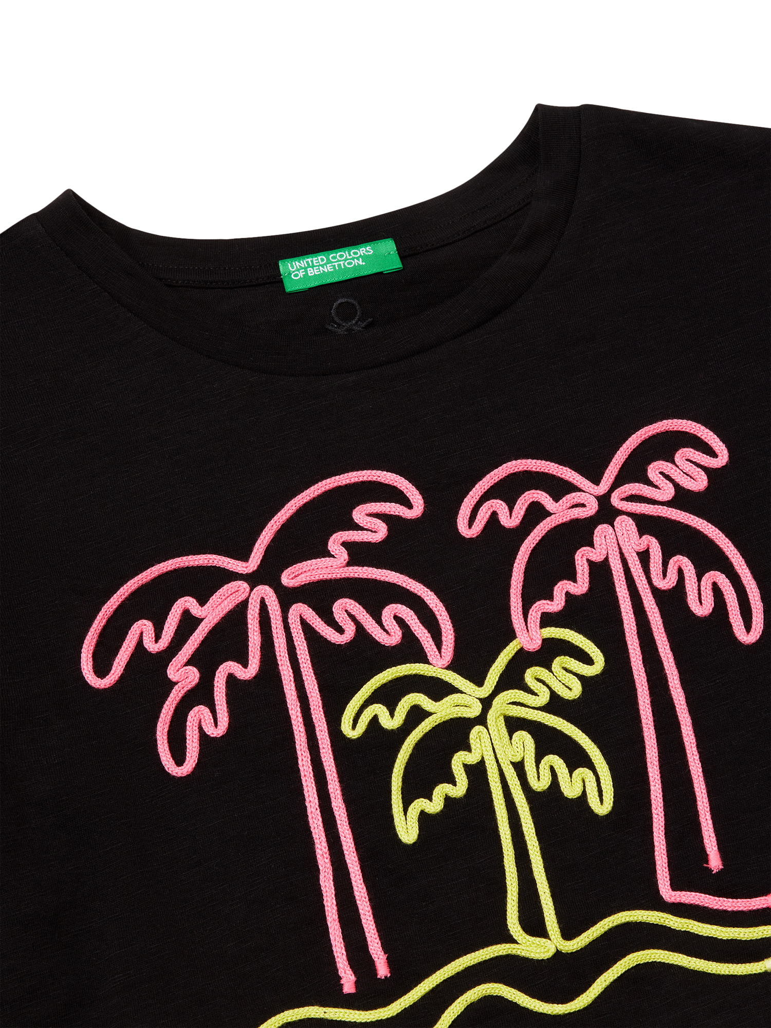 Product image 3 of 3, which shows Benetton Kids' Graphic Print Boxy T-Shirt, Black, 6-7 years