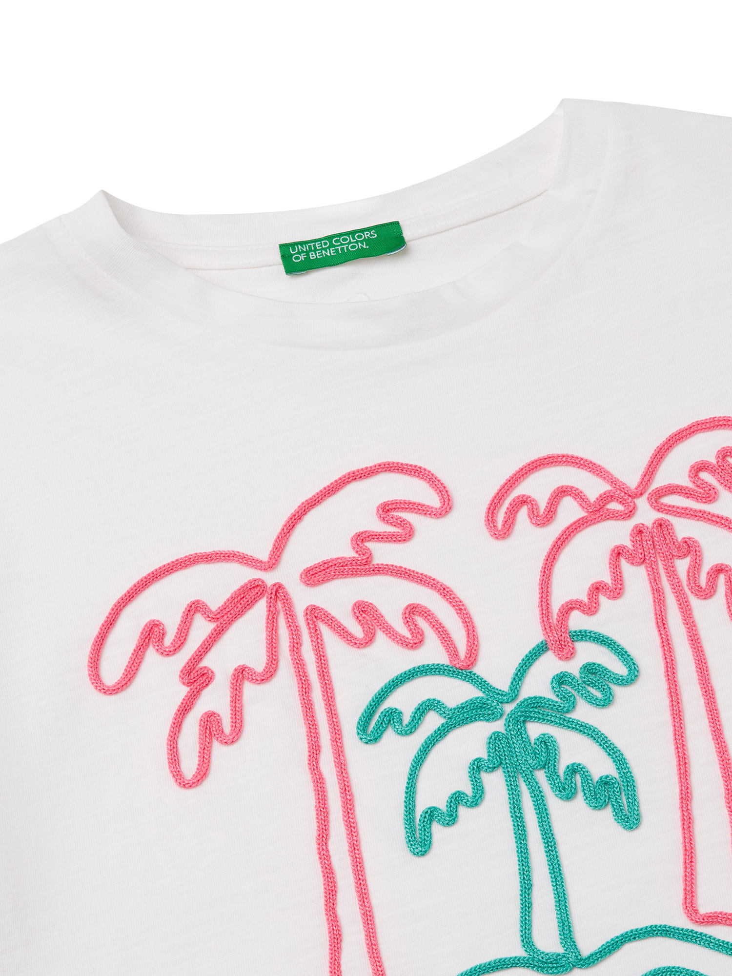 Product image 3 of 3, which shows Benetton Kids' Graphic Print Boxy T-Shirt, Optical White, 6-7 years