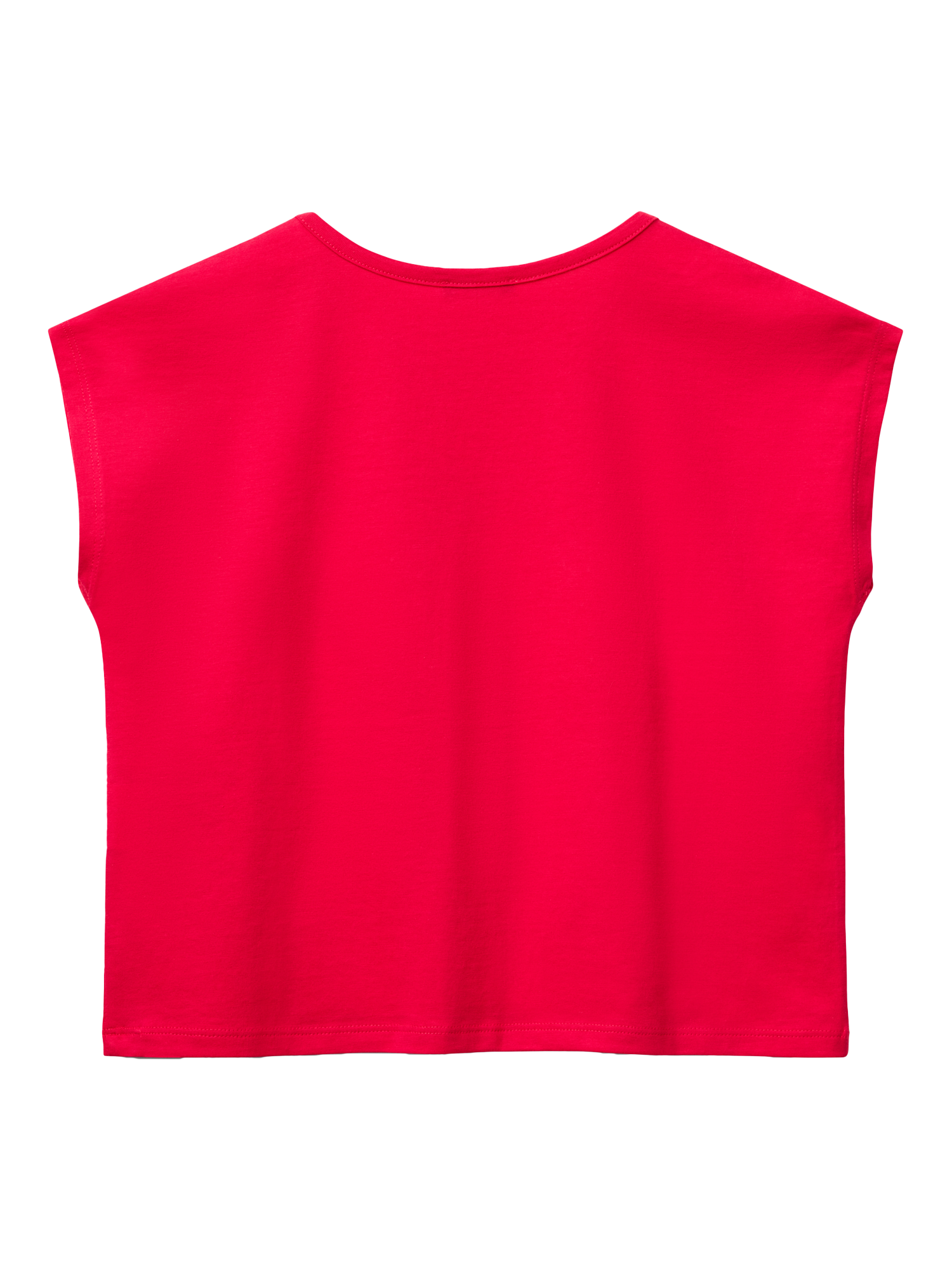 Product image 2 of 3, which shows Benetton Kids' Watermelon Sequin Embroidery Sleeveless T-Shirt, Fuchsia, 6-7 years