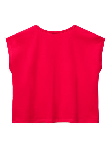 Benetton Kids' Watermelon Sequin Embroidery Sleeveless T-Shirt, Fuchsia - view 2, Fuchsia