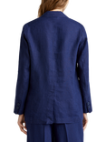 Benetton Single-Breasted Linen Blazer, Mid Blue