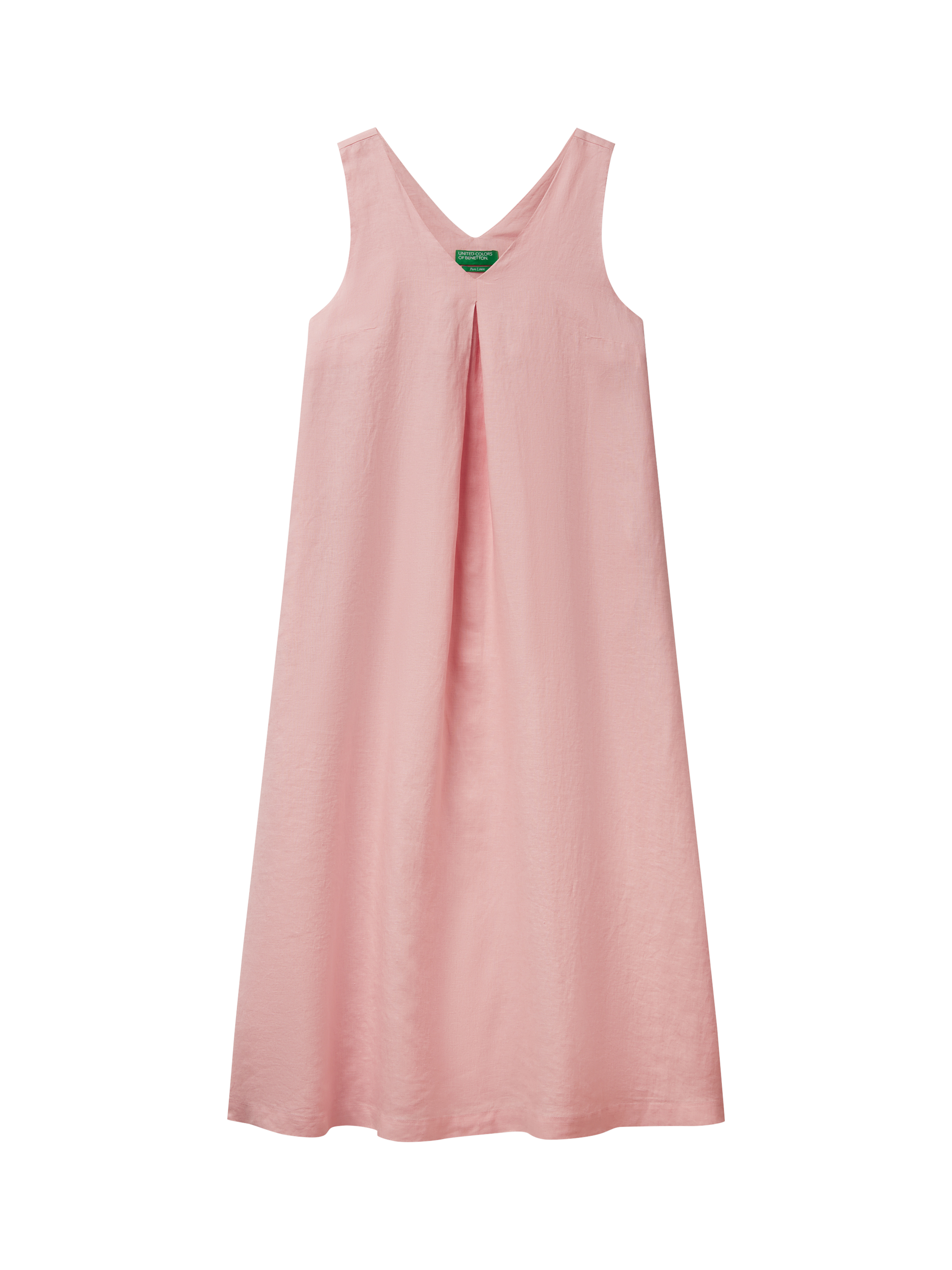 Product image 4 of 5, which shows Benetton Linen Sleeveless Midi Dress, Mid Pink, L