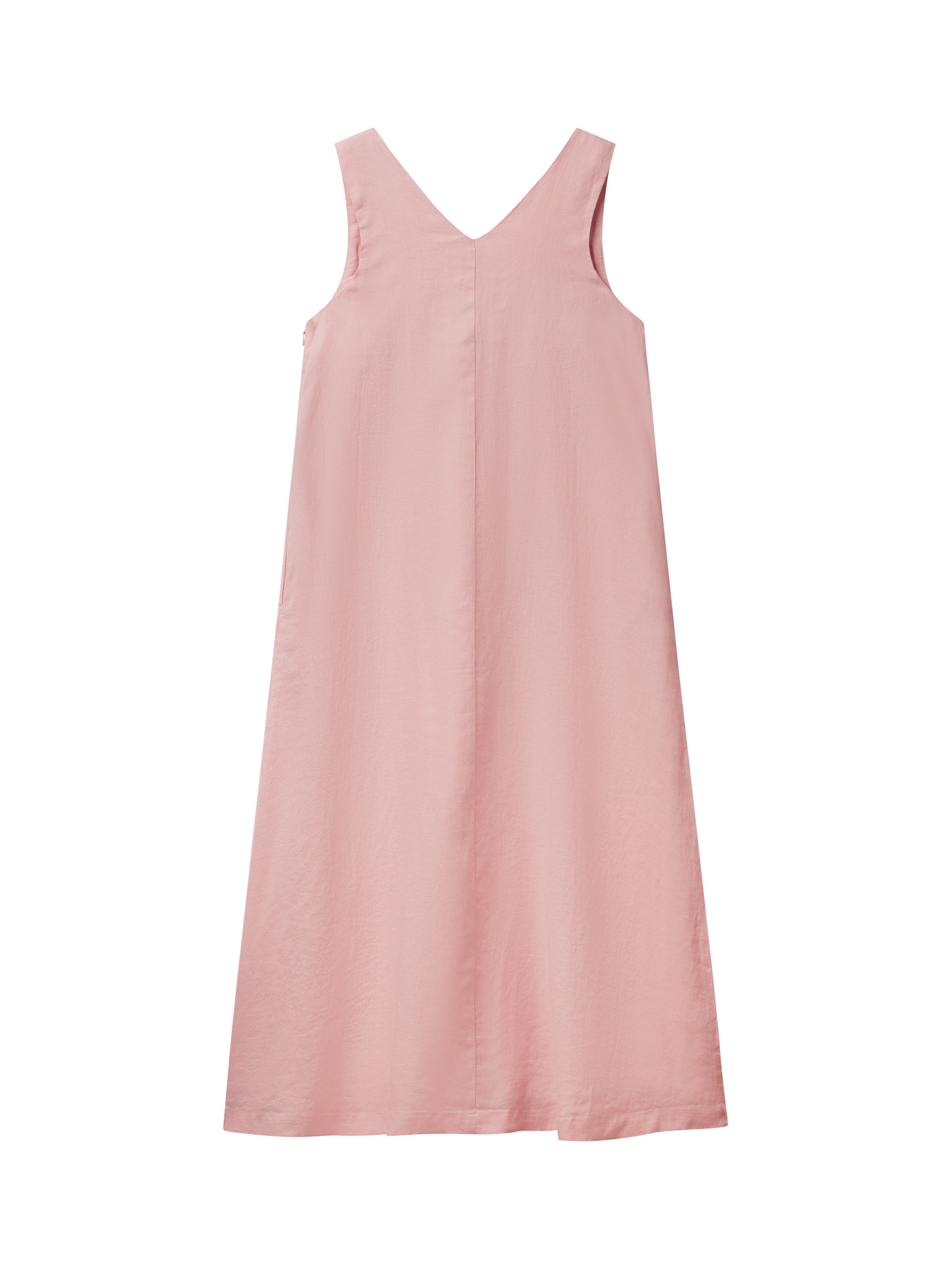 Product image 5 of 5, which shows Benetton Linen Sleeveless Midi Dress, Mid Pink, L