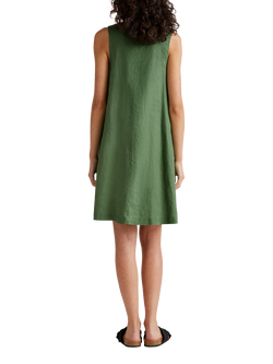 Benetton Sleeveless Pure Linen Dress - view 2, Forest Green