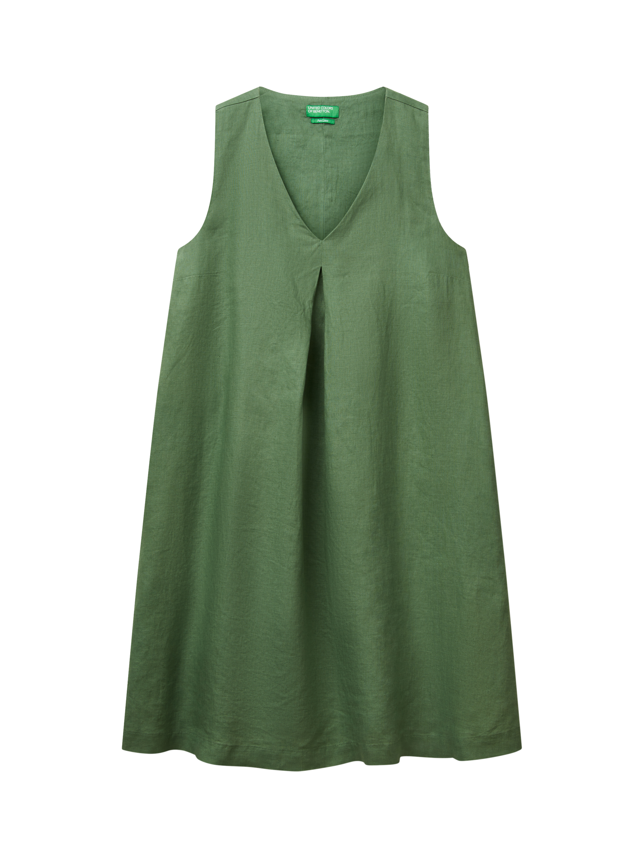 Product image 4 of 5, which shows Benetton Sleeveless Pure Linen Dress, Forest Green, XS