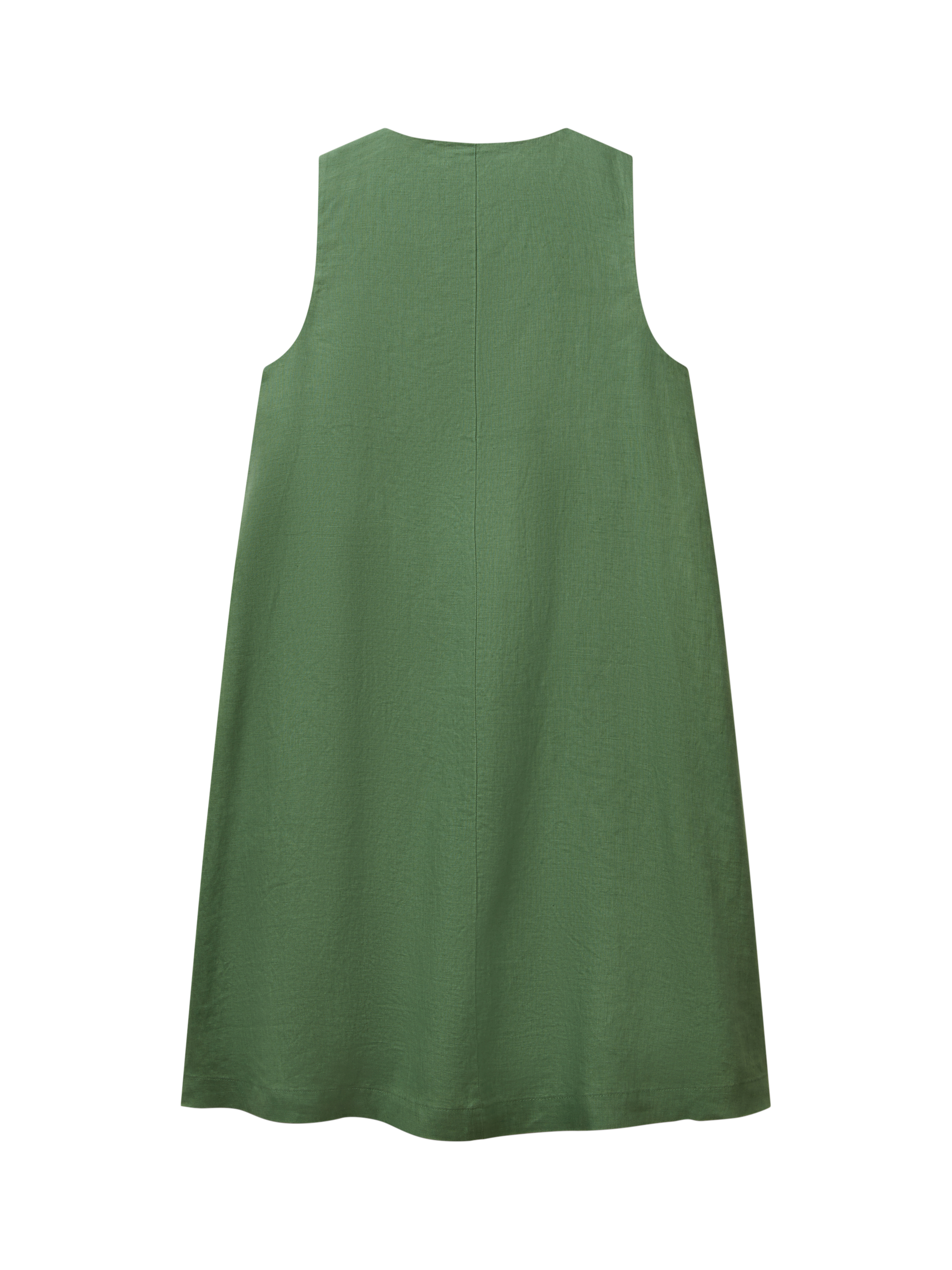Product image 5 of 5, which shows Benetton Sleeveless Pure Linen Dress, Forest Green, XS