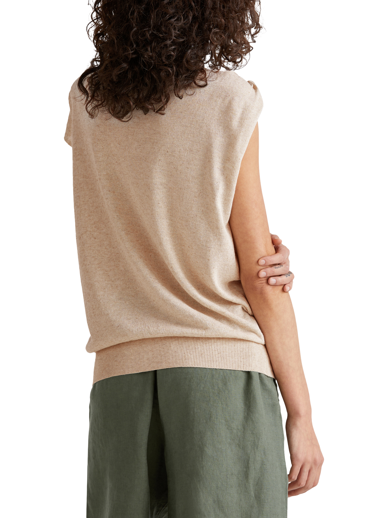Product image 2 of 6, which shows Benetton Asymmetric Sleeveless Jumper, Beige, L
