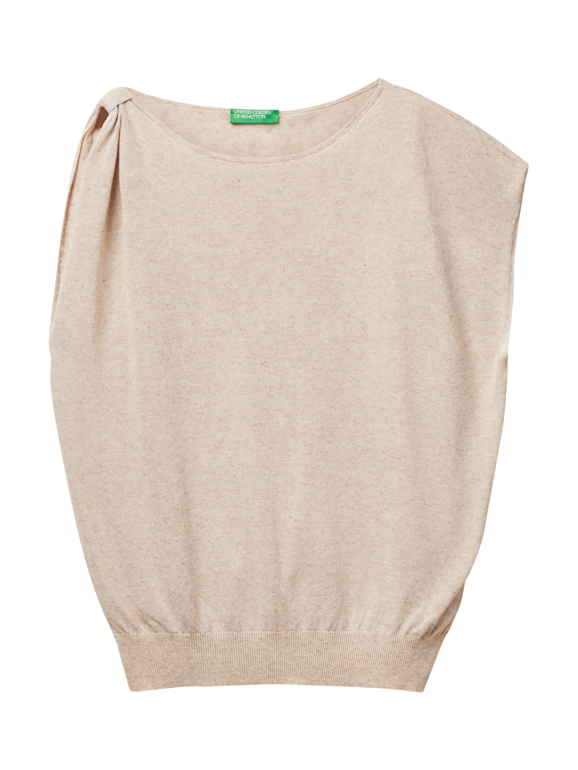 Product image 4 of 6, which shows Benetton Asymmetric Sleeveless Jumper, Beige, L