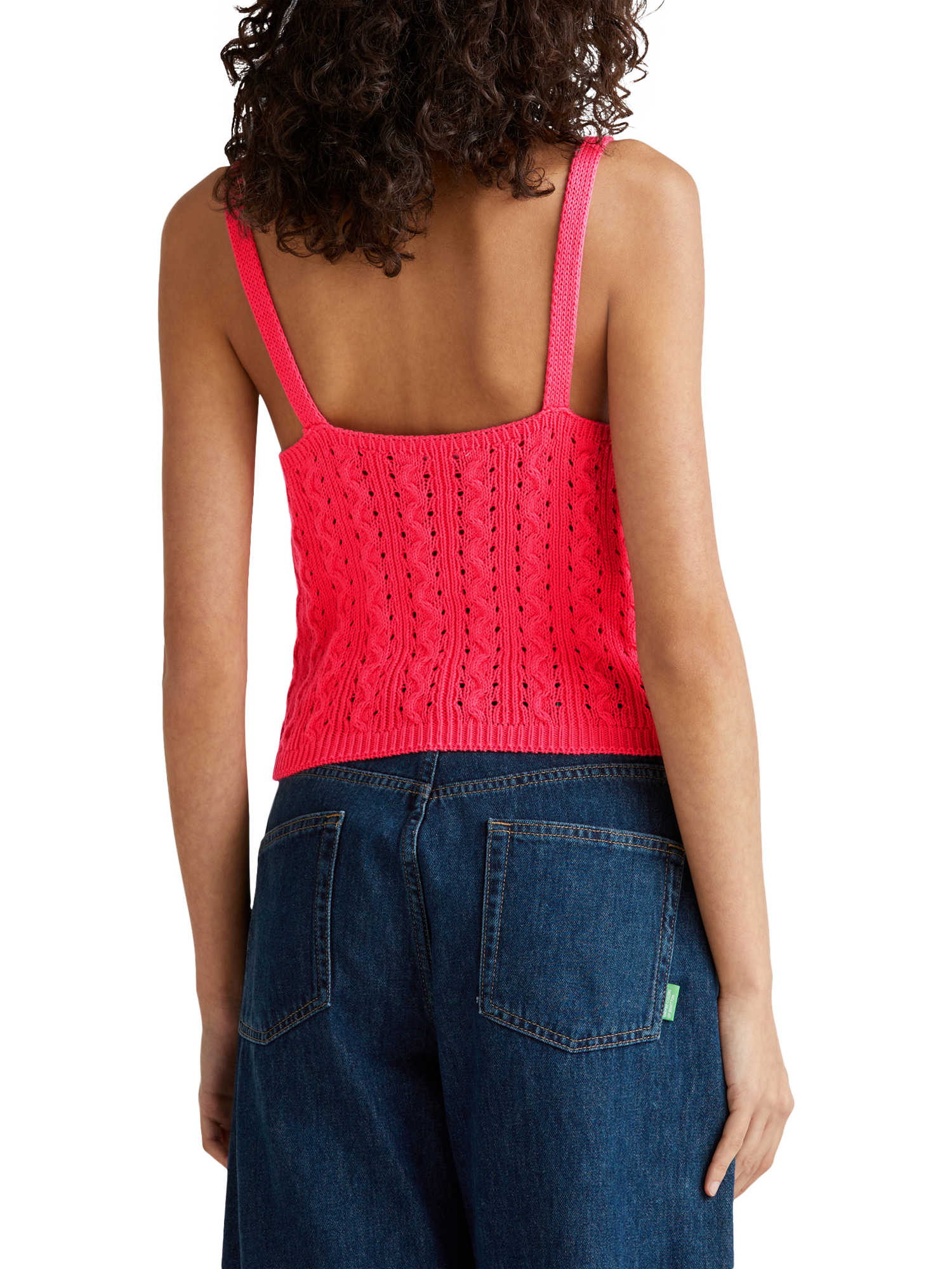 Product image 2 of 6, which shows Benetton Slim Fit Knit Top, Cyclamen, XS