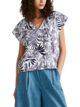 Benetton Leaves V-Neck T-Shirt, Blue