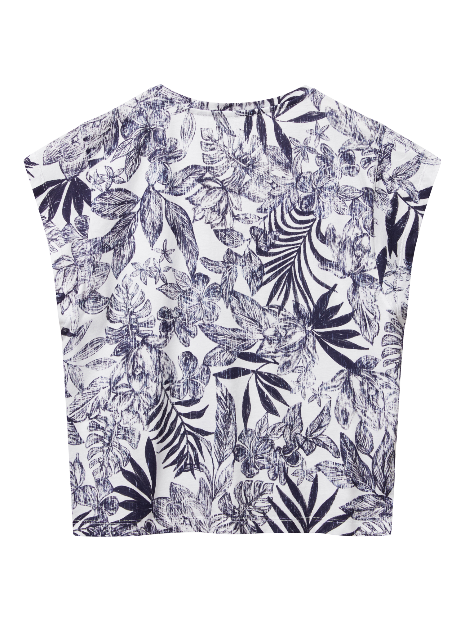 Product image 4 of 4, which shows Benetton Leaves V-Neck T-Shirt, Blue, XL