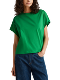 Benetton Cotton Blend Loose Fit Cap Sleeve Slub Jersey T-Shirt