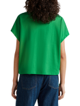Benetton Cotton Blend Loose Fit Cap Sleeve Slub Jersey T-Shirt