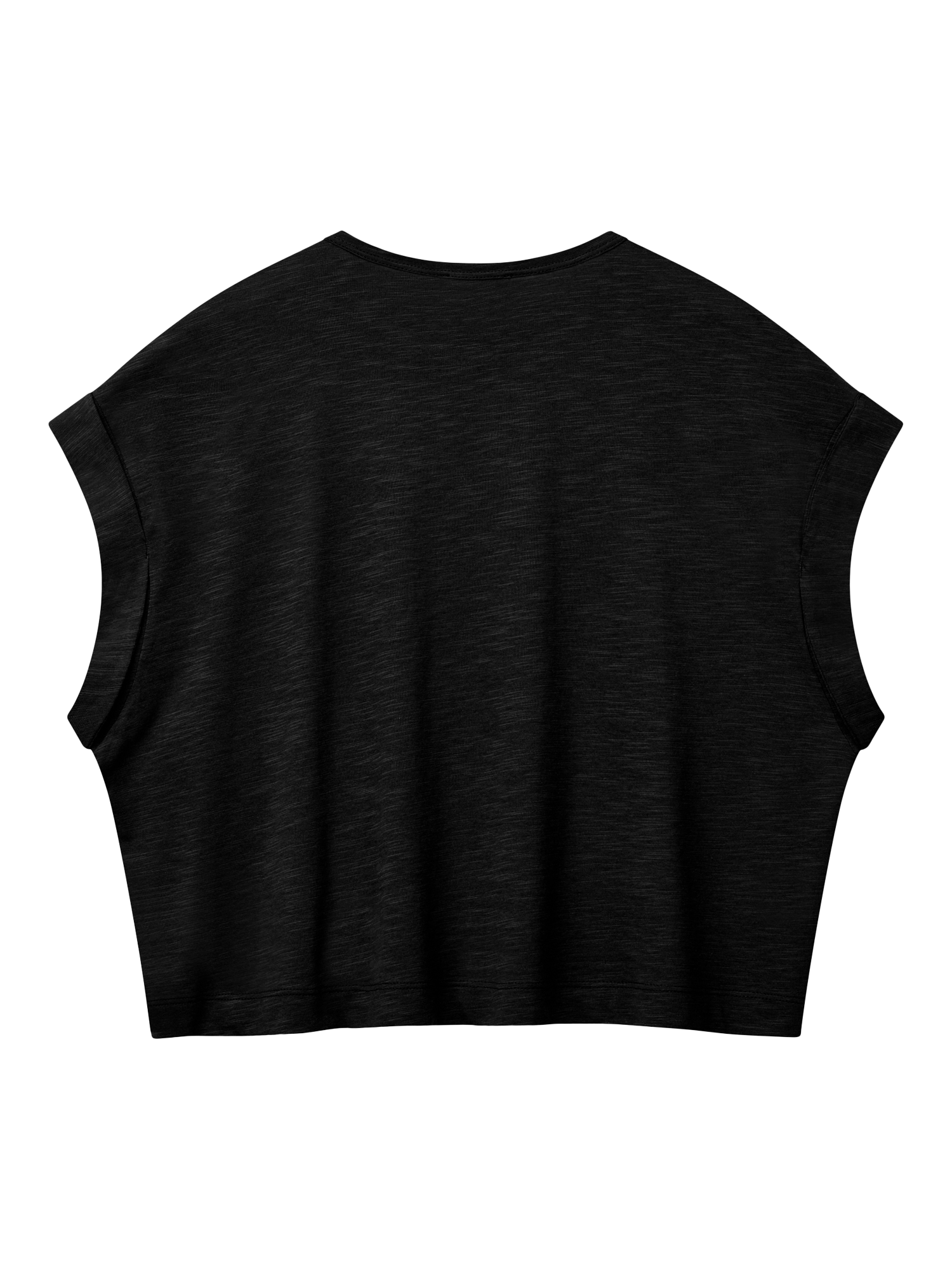 Product image 4 of 4, which shows Benetton Cotton Blend Loose Fit Cap Sleeve Slub Jersey T-Shirt, Black, XS