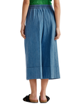 Benetton Pleated Cropped Denim Trousers, Mid Blue