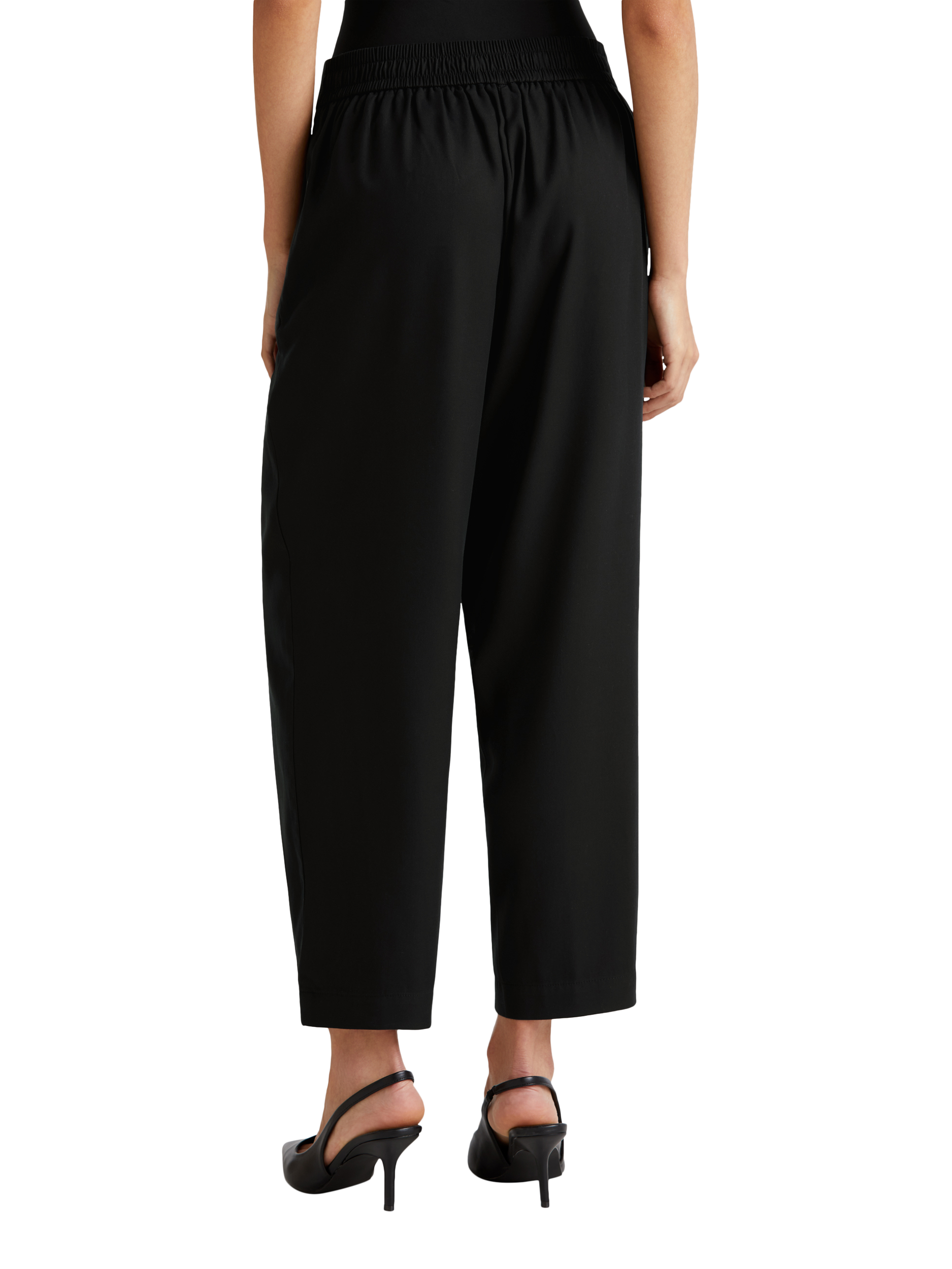 Product image 2 of 5, which shows Benetton Elasticated Waist Tailored Trousers, Black, XL
