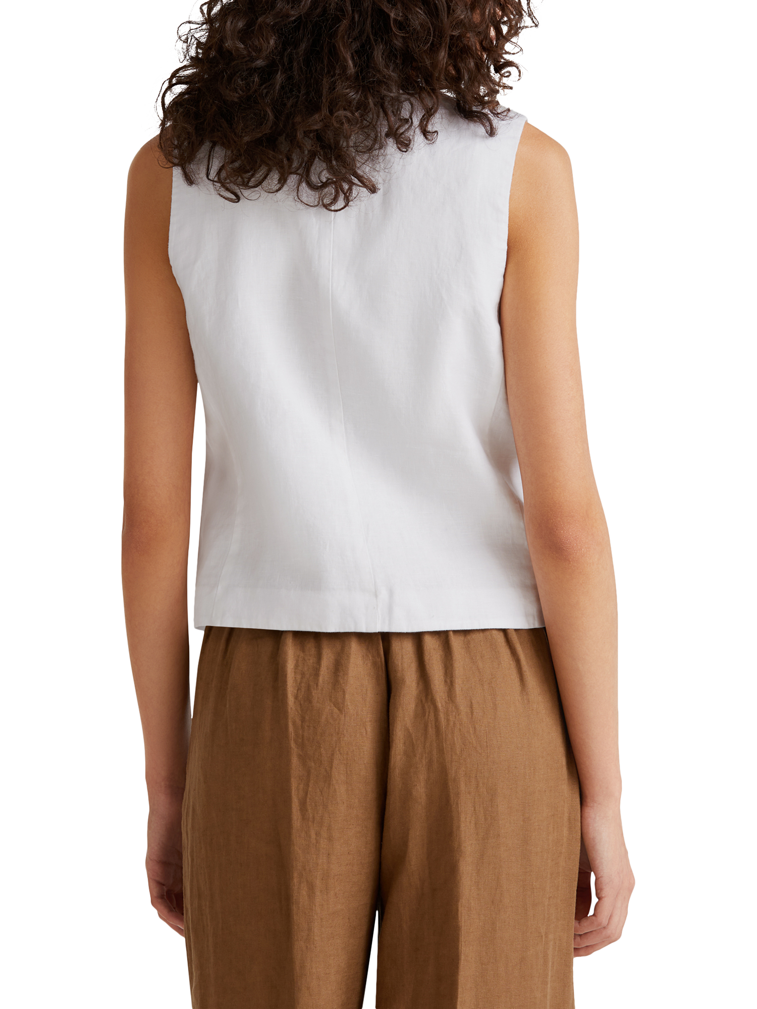 Product image 2 of 5, which shows Benetton Linen Waistcoat, White, 8